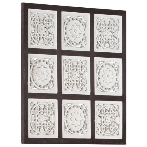 Håndskåret vægpanel 60x60x1,5 cm MDF brun og hvid