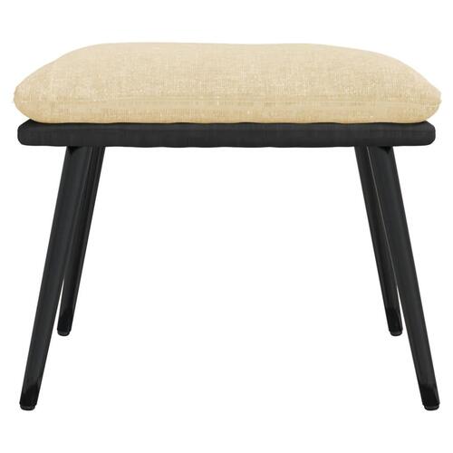 Fodskammel 45x29,5x35 cm stof og kunstlæder cremefarvet