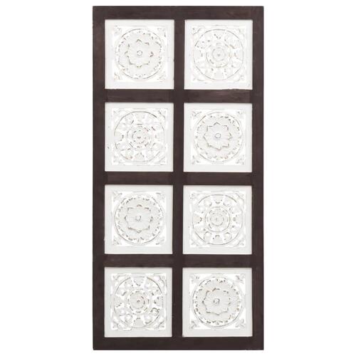 Håndskåret vægpanel 40x80x1,5 cm MDF brun og hvid