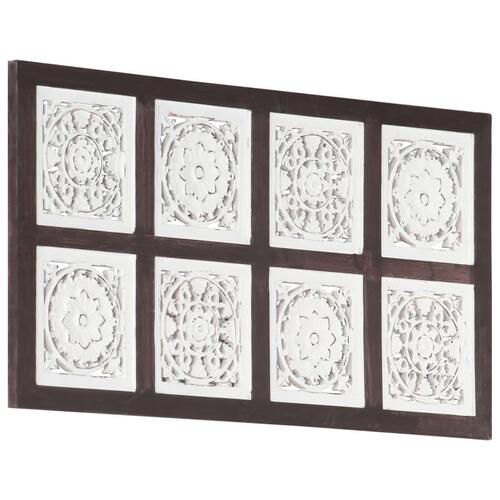 Håndskåret vægpanel 40x80x1,5 cm MDF brun og hvid