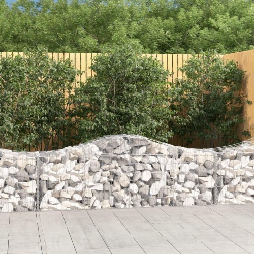 Buede gabionkurve 2 stk. - 200×50×60/80 cm i galvaniseret jern