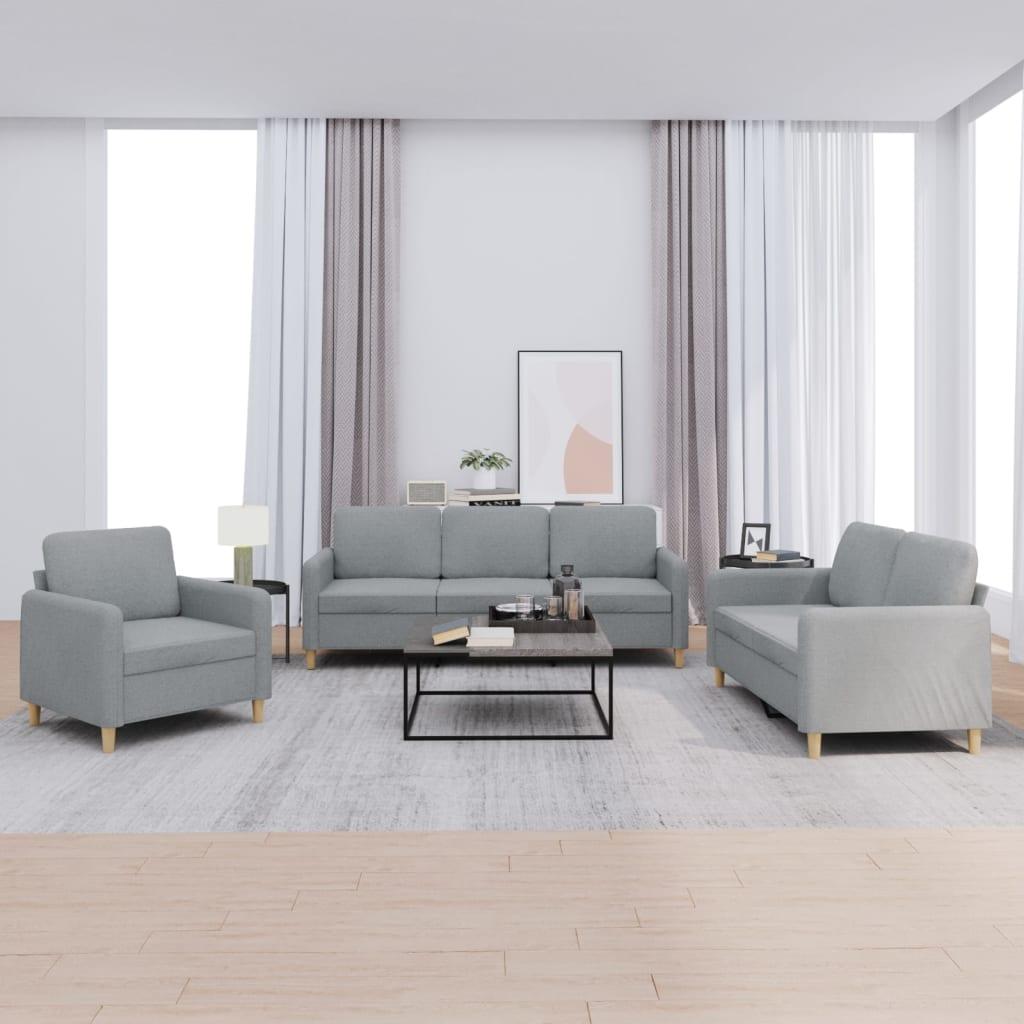 3 personers sofa med hynder stof lysegrå