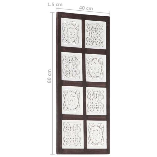 Håndskåret vægpanel 40x80x1,5 cm MDF brun og hvid