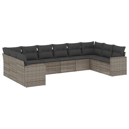 Sofasæt til haven 10 dele med hynder polyrattan grå
