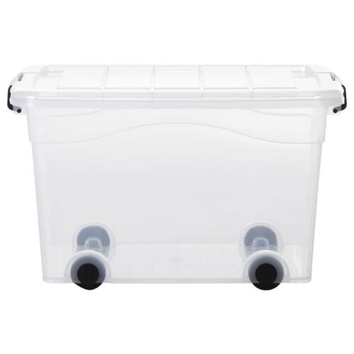 Opbevaringskasser med hjul og låg 2 stk. 40 l transparent
