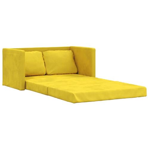 2-i-1 sovesofa 122x204x55 cm velour mørkegul