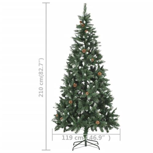 Kunstigt juletræ med lys 210 cm