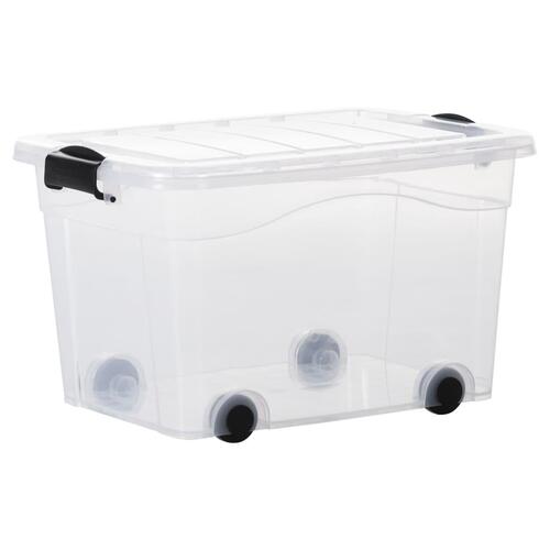 Opbevaringskasser med hjul og låg 2 stk. 40 l transparent