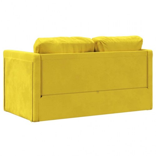 2-i-1 sovesofa i velour - mørkegul, 122×204×55 cm