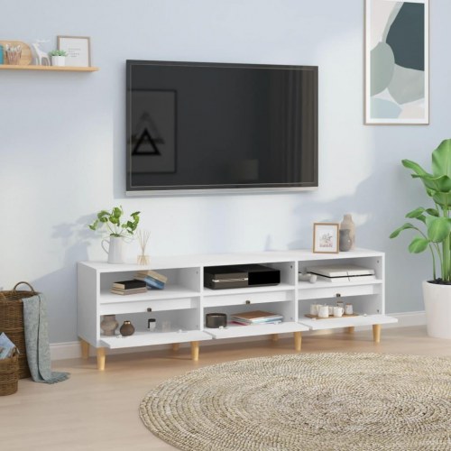 Tv-bord i hvidt konstrueret træ - 150 × 30 × 44,5 cm