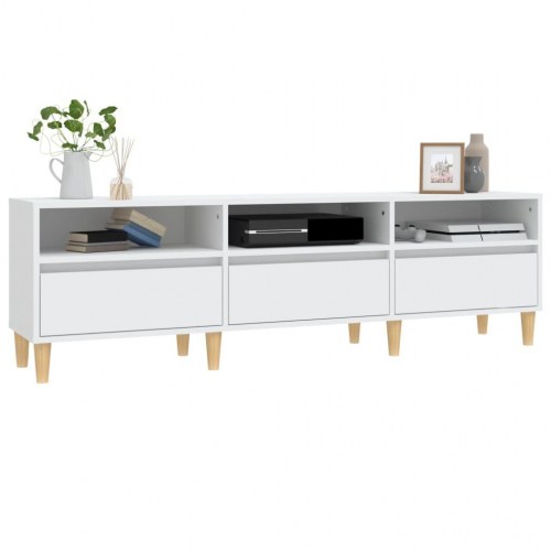Tv-bord i hvidt konstrueret træ - 150 × 30 × 44,5 cm