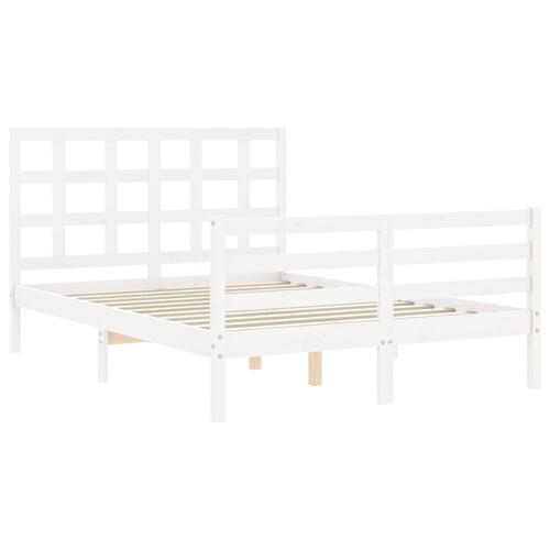 Sengeramme med sengegavl 120x200 cm massivt træ hvid