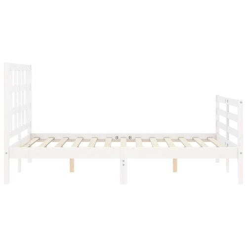 Sengeramme med sengegavl 120x200 cm massivt træ hvid