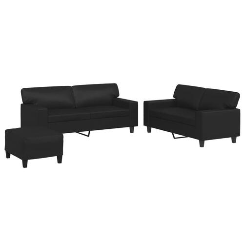 3 personers sofa kunstlæder sort