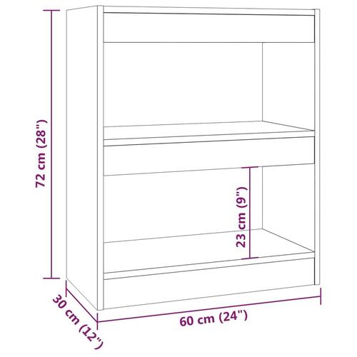 Bogskab/rumdeler 60x30x72 cm spånplade hvid højglans