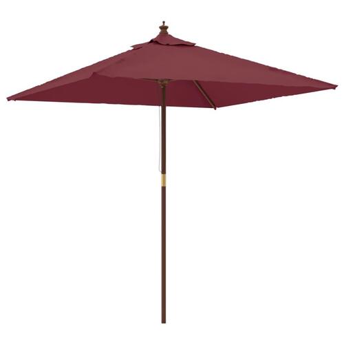 Haveparasol med træstang 198x198x231 cm bordeauxfarvet