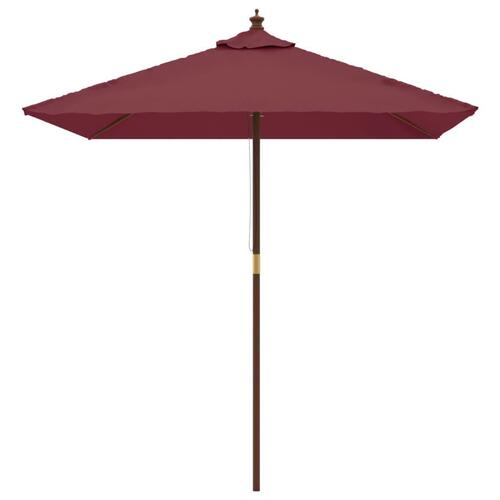 Haveparasol med træstang 198x198x231 cm bordeauxfarvet