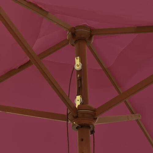 Haveparasol med træstang 198x198x231 cm bordeauxfarvet