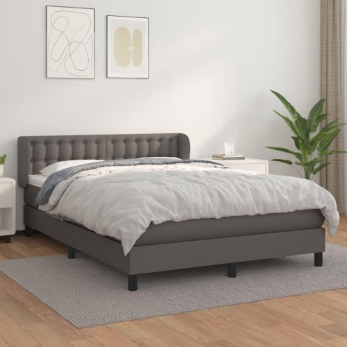 Kontinentalseng med madras 140×190 cm - kunstlæder, grå