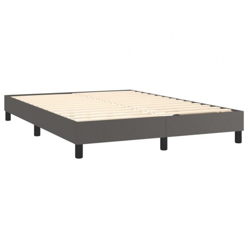 Kontinentalseng med madras 140×190 cm - kunstlæder, grå