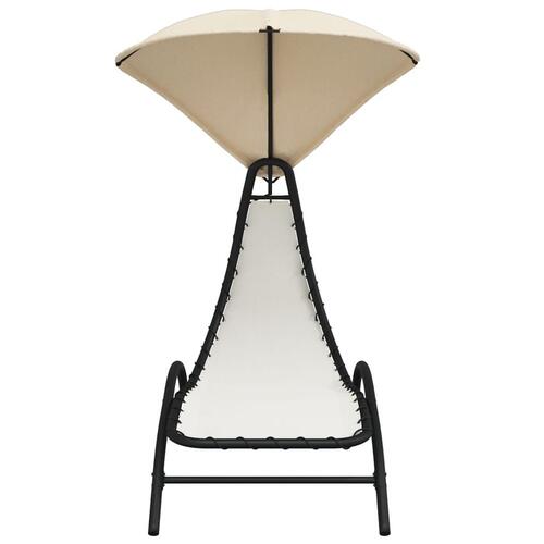Liggestol med baldakin 167x80x195 cm stof og stål cremefarvet