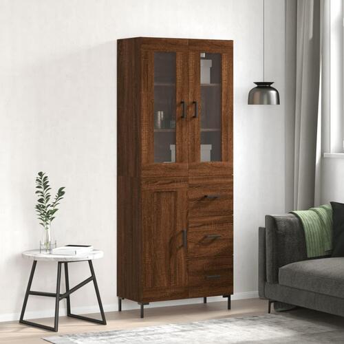 Højskab 69,5x34x180 cm konstrueret træ brun egetræsfarve