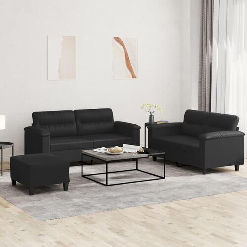 3 personers sofa med hynder kunstlæder sort