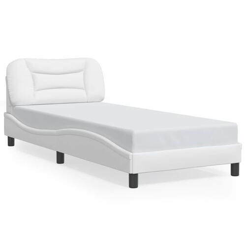 Sengeramme med LED-lys 90x190 cm kunstlæder hvid