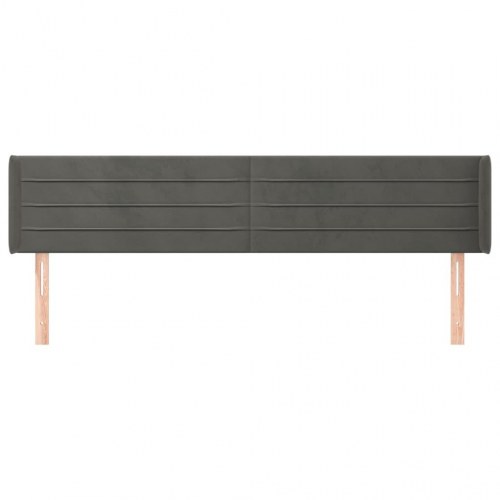 Sengegavl med kanter i fløjl - mørkegrå, 203×16×78/88 cm