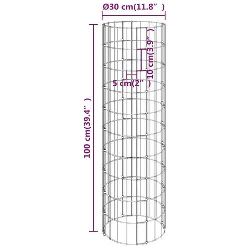 Gabionsøjle Ø30x100 cm galvaniseret stål rund