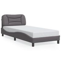 Sengeramme med LED-lys 90x190 cm kunstlæder grå