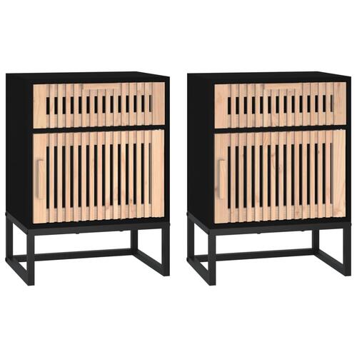 Sengeborde 2 stk. 40x30x55,5 cm konstrueret træ og jern sort