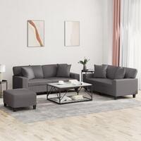 3 personers sofa med puder kunstlæder grå