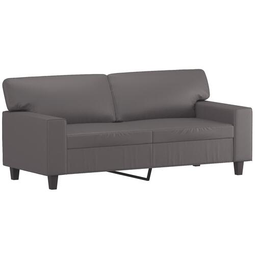 3 personers sofa med puder kunstlæder grå