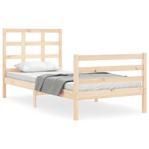 Sengeramme med sengegavl 100x200 cm massivt træ