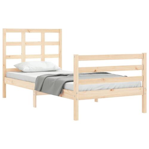 Sengeramme med sengegavl 100x200 cm massivt træ