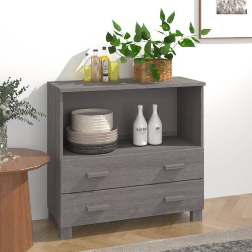 Skænk HAMAR 85x35x80 cm massivt fyrretræ lysegrå