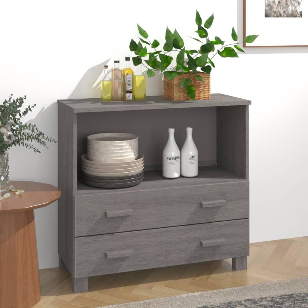 Skænk HAMAR 85x35x80 cm massivt fyrretræ lysegrå