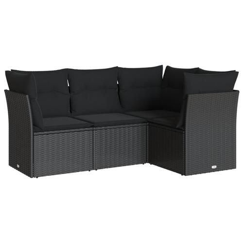 Sofasæt til haven 4 dele med hynder polyrattan sort