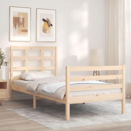 Sengeramme med sengegavl 100x200 cm massivt træ