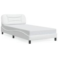 Sengeramme med LED-lys 100x200 cm kunstlæder hvid