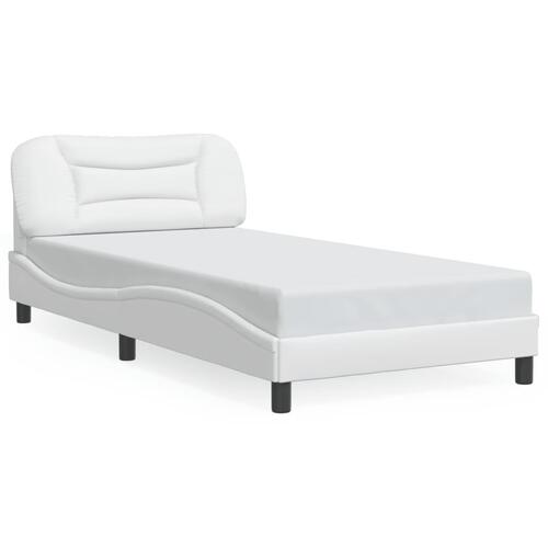 Sengeramme med LED-lys 100x200 cm kunstlæder hvid