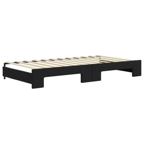 Daybed med udtræk og skuffer 100x200 cm velour sort