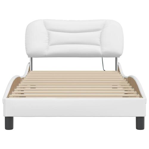 Sengeramme med LED-lys 100x200 cm kunstlæder hvid