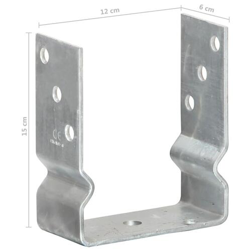Jordankre 6 stk. 12x6x15 cm galvaniseret stål sølvfarvet