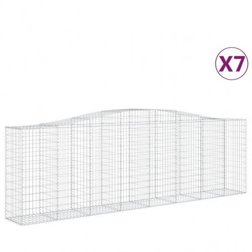 Buede gabionkurve - 7 stk. 400×50×120/140 cm i galvaniseret jern