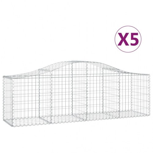 Buede gabionkurve 5 stk. 200x50x60/80 cm galvaniseret jern