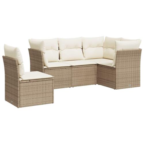 Sofasæt til haven 5 dele med hynder polyrattan beige