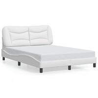 Sengeramme med LED-lys 120x200 cm kunstlæder hvid