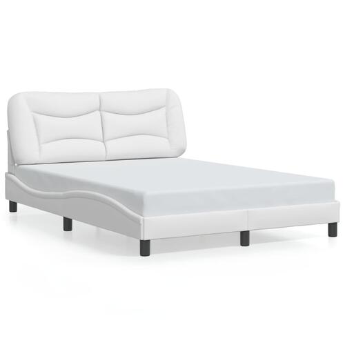 Sengeramme med LED-lys 120x200 cm kunstlæder hvid
